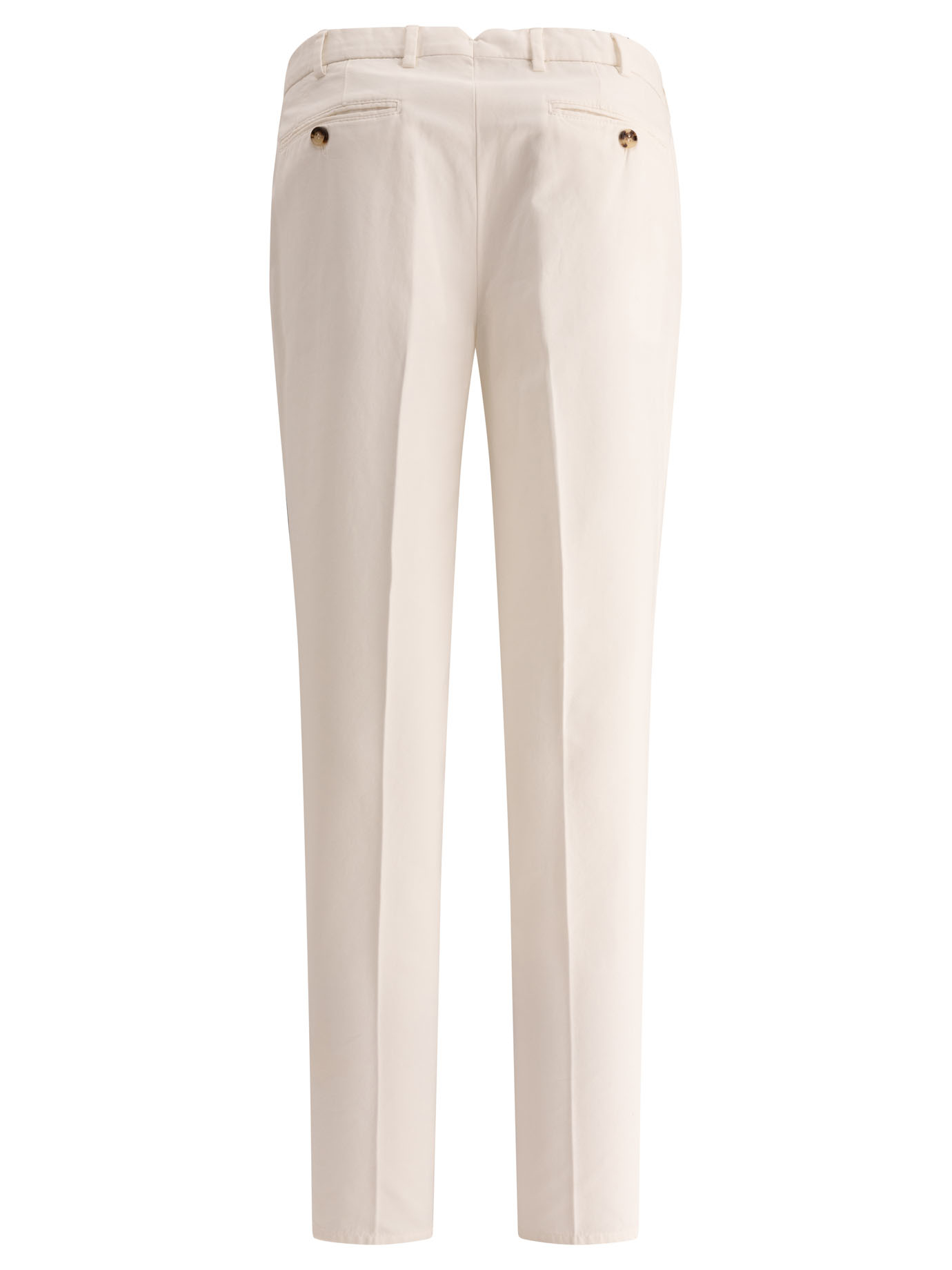 BRUNELLO CUCINELLI White Garment-dyed trousers in twisted cotton gabardine